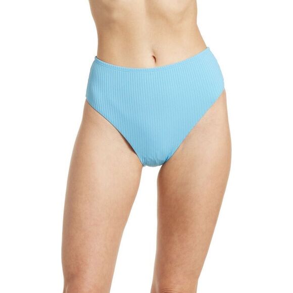 VYB Bikini Bottoms Womens Size M Eye Candy Blu Mid Waisted Retro Ribbed NWT - Picture 9 of 9